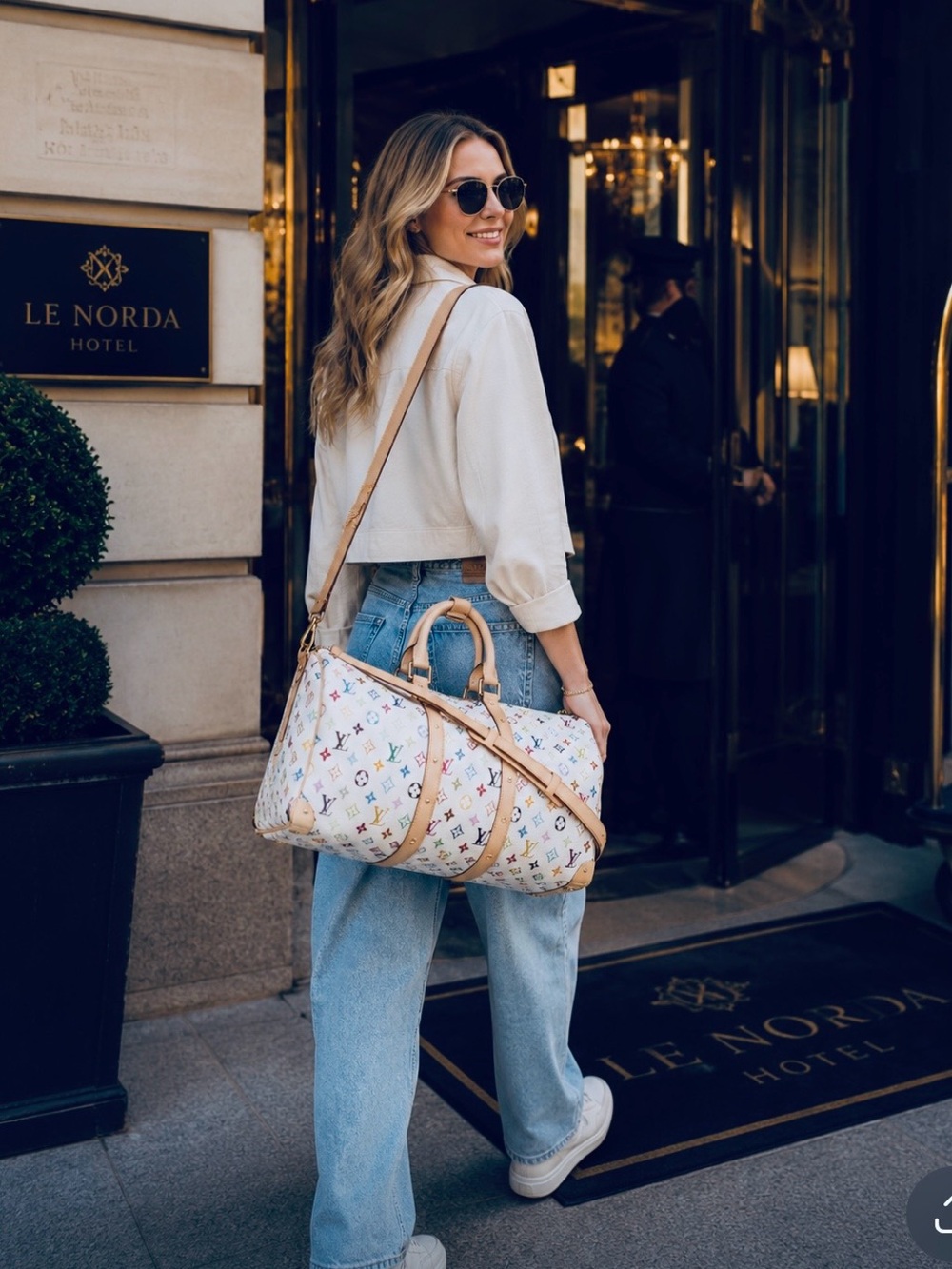 Louis Vuitton White Multicolor Monogram Keepall Travel Bag